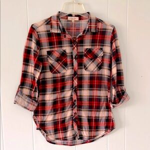 Urban Girl red blue white plaid shirt